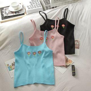 Floral Embroidery Knit Camisole Top