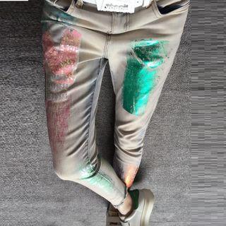 Metallic Print Skinny Jeans