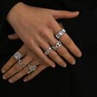 Set: Faux Crystal Alloy Ring (assorted Designs) 0463 - Silver - One Size