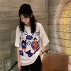 Cartoon Numbers Short-sleeve Round Neck T-shirt