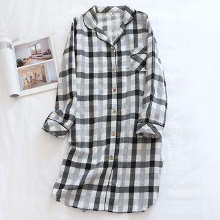 Plaid Sleep Shirt Dress