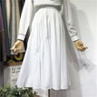 Elastic-waist Irregular Ruched A-line Skirt