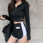 Hooded Crop Zip Jacket / Shorts