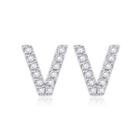 Simple And Fashion Letter V Cubic Zircon Stud Earrings Silver - One Size