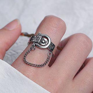 Belt Chained Alloy Open Ring Silver - One Size