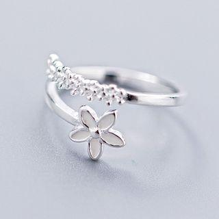 925 Sterling Silver Flower Open Ring Silver - One Size