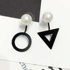 Faux Pearl Geometric Drop Earrings