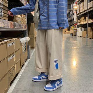 High-waist Applique Straight Leg Pants