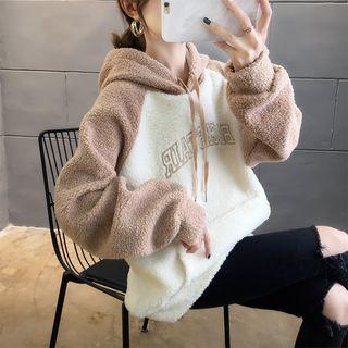 Color Block Faux-shearling Hoodie