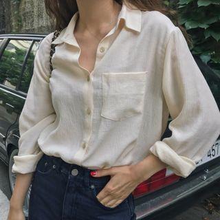 Plain Shirt Cream Almond - One Size