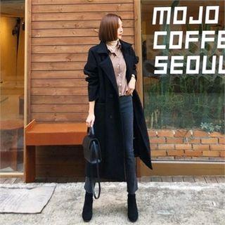 Lapelled Double-breasted Long Coat