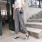 Gingham Tie-cuff Cropped Harem Pants