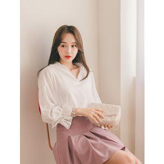 Plus Size Ruffle-cuff Sheer Shirt
