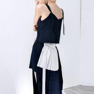 Spaghetti Strap Paneled Midi A-line Dress