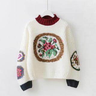 Floral Color Block Sweater