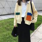 Color-block Patched Knit Cardigan