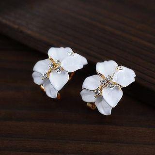 Rhinestone Alloy Petal Earring