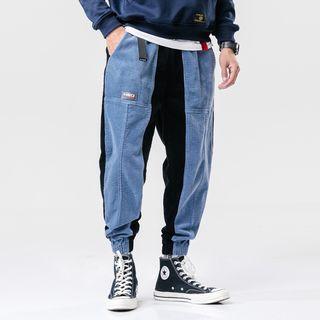 High-waist Color Block Applique Harem Pants