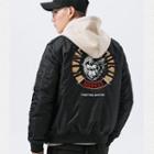 Lettering Monkey Embroidered Zip Padded Jacket