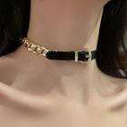 Faux Leather Buckled Alloy Choker