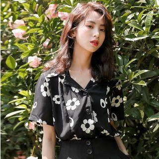 Short-sleeve Floral-pattern Shirt
