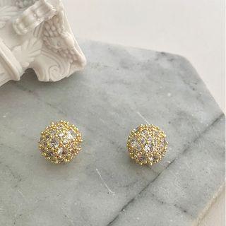 Rhinestone Magnetic Clip On Earring Gold - One Size