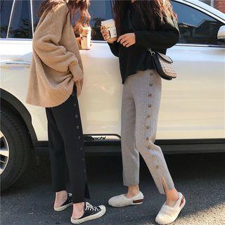 Buttoned Cropped Straight-fit Pants