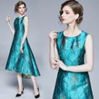 Floral Sleeveless Asymmetric Hem Midi A-line Dress