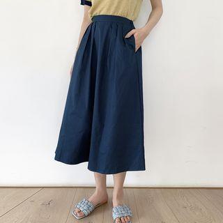High-waist Plain Cargo A-line Dress