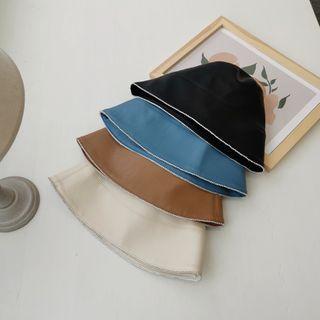 Rhinestone Faux Leather Bucket Hat