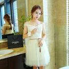 Off Shoulder Short Sleeve Bridesmaid Dress