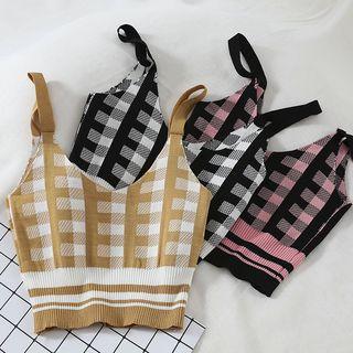 Cropped Plaid Knit Camisole