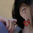 Heart Earring Red - One Size