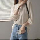 3/4-sleeve Double-breasted Blouse