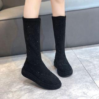 Platform Glitter Mid-calf Boots
