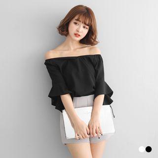 Off-shoulder Ruffled Sleeve Top