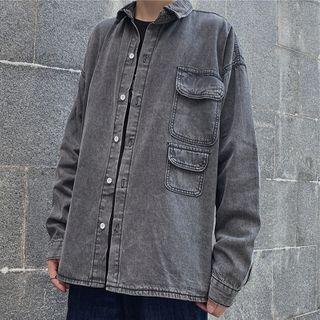 Couple Matching Pocket Detail Denim Shirt