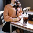 Lace-collar Bishop-sleeve Blouse