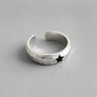 925 Sterling Silver Star Open Ring Dark Silver - One Size