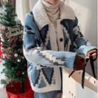 Faux Shearling Printed Button Jacket