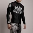 Raglan-sleeve Graphic Rashguard Black - Xl