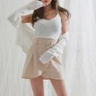 Petal-hem Linen Mini Skirt With Belt