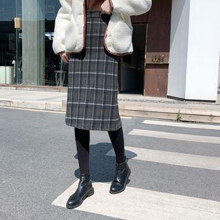 High-waist Plaid Shift Skirt