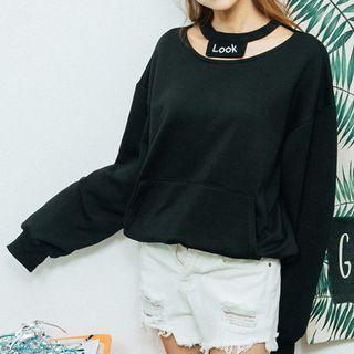 Letter Embroidered Cut Out Detail Pullover
