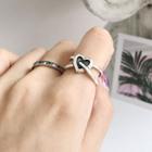 925 Sterling Silver Heart Ring K529 - Heart - White Gold - One Size