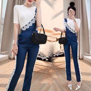 Set: Short-sleeve Top + One-sleeve Jumper Pants