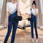 Set: Short-sleeve Top + One-sleeve Jumper Pants