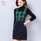 Plaid Panel Sleeveless Dress