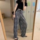 Button Short-sleeve T-shirt / Wide Leg Pants