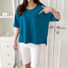 Elbow-sleeve Flap-pocket T-shirt